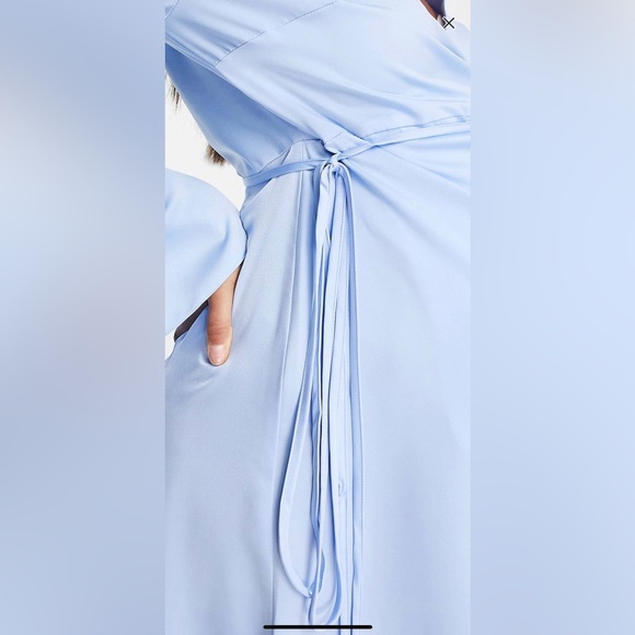 Asos Maternity Satin Flared Wrap Dress in Bright Blue NWOT - Picture 2 of 3